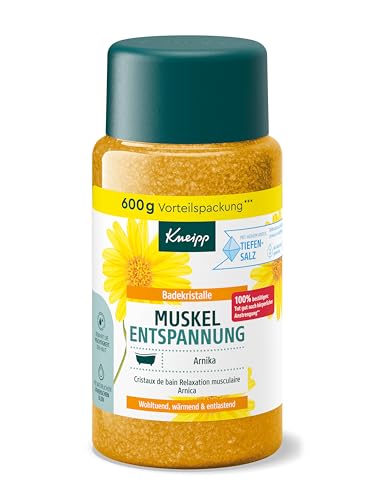 Kneipp Badekristalle Muskel Entspannung - mit naturreinem Tiefensalz der Saline Luisenhall & mit wertvollem Extrakt der Arnika & ätherischen Ölen aus Cabreuva, Rosmarin & Pinus-Arten - 60g im Sale